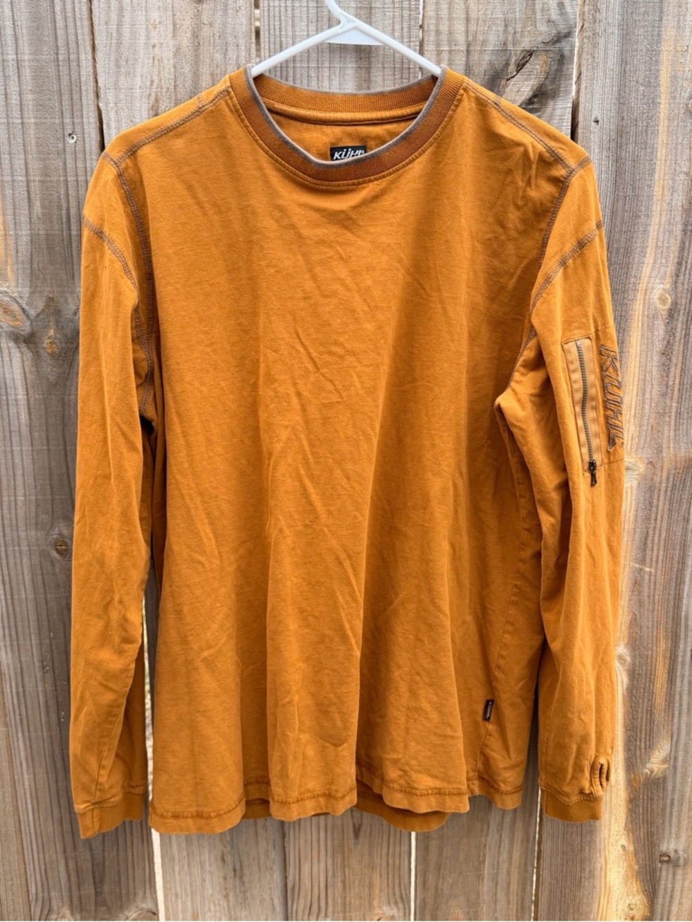 Kuhl Men's Long-Sleeve Crewneck Shirt in Burnt Orange Size Medium